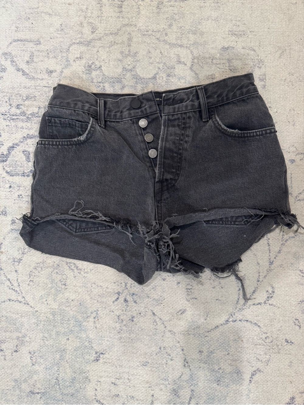 Women’s High-Rise Black Distressed Jean Shorts